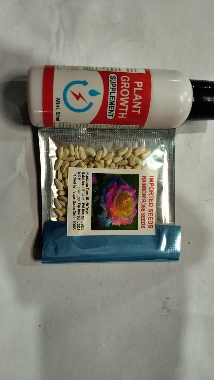 Rainbow Rose Seeds with Free Plant Growth Serum Pack of 1